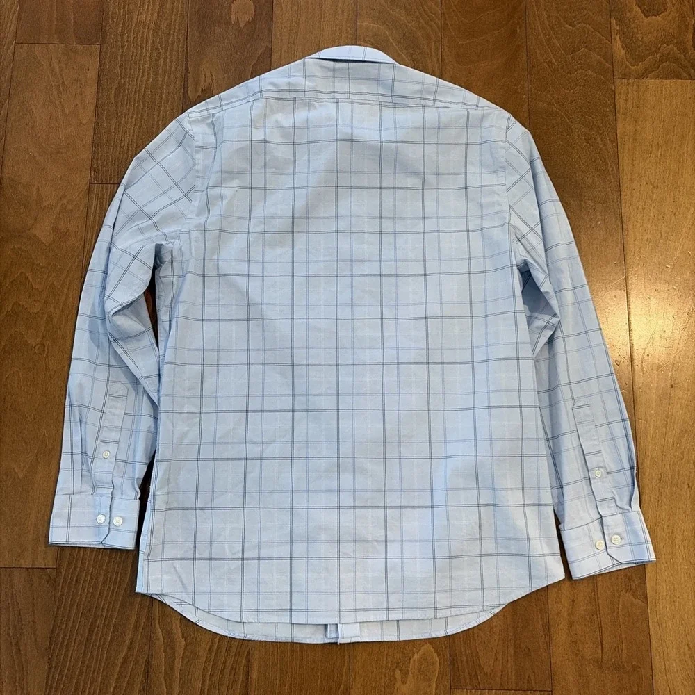 Banana Republic Wrinkle Resistant Slim Fit Blue/White Plaid Dress Shirt L
